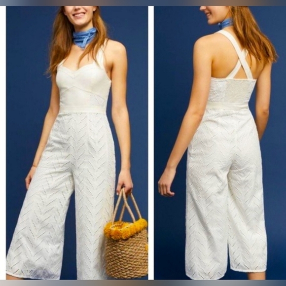 Anthropologie Pants - Anthropologie Cream Lace Jumpsuit